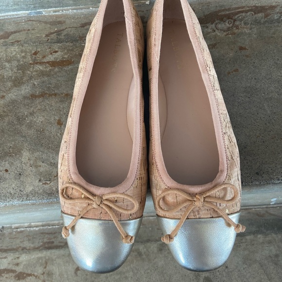 Talbots Pamela Cork Ballet Flats with Metallic Gold Toe Cap - Picture 4 of 8